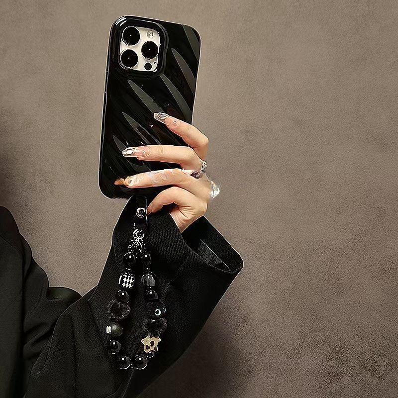 럭셔리 블랙 플러피 고양이 모양 휴대폰 스트랩 비즈 핸 - Mobile Electronics Gadgets 리뷰 및 가격
