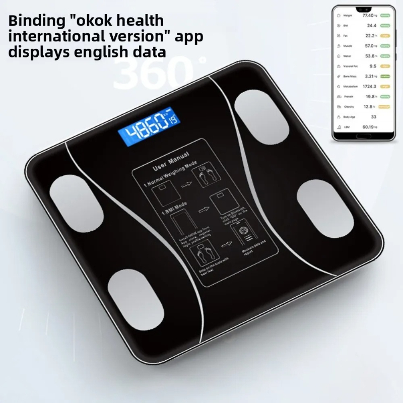 26X26cm 충전식 모델 스마트 체지방 측정기 (앱  - Body Fat Scale Smart 리뷰 및 가격