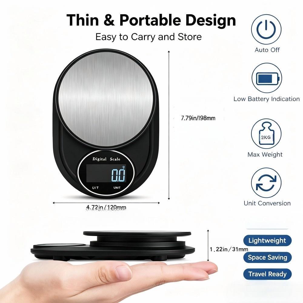 2KG 0.1g 미니 휴대용 디지털 주방 저울, 원형  - Electronics & Gadgets Starting With V 리뷰 및 가격